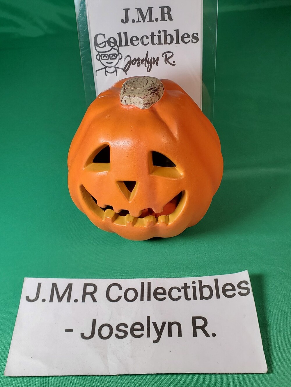1998 paper magic mini pumpkin jack o lantern light battery operated